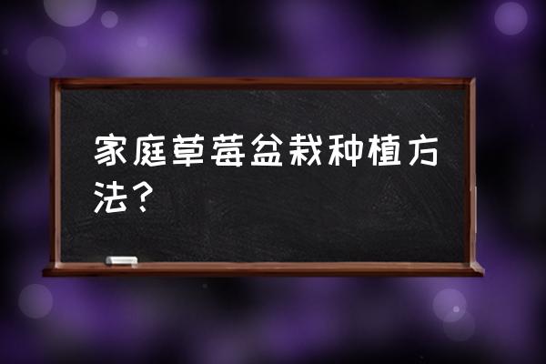 花盆草莓如何种植 家庭草莓盆栽种植方法？