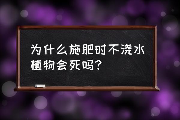 复合肥撒地里面了不浇水会怎么样 为什么施肥时不浇水植物会死吗？