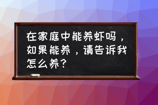 养虾真的可行吗 在家庭中能养虾吗，如果能养，请告诉我怎么养？