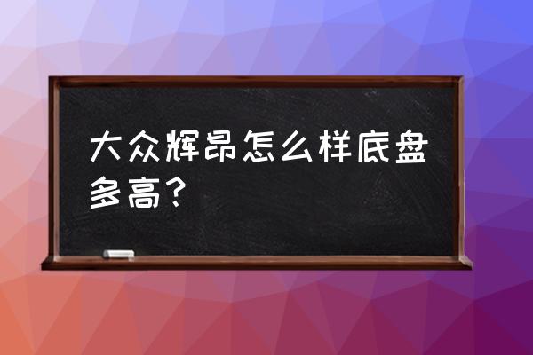 大众哪个轿车底盘高 大众辉昂怎么样底盘多高？