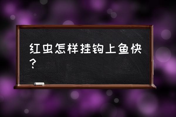 红虫怎么钓鱼吗 红虫怎样挂钩上鱼快？