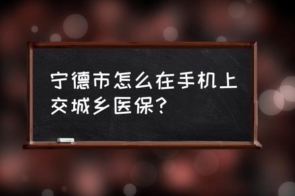 宁德社保在哪交 宁德市怎么在手机上交城乡医保？