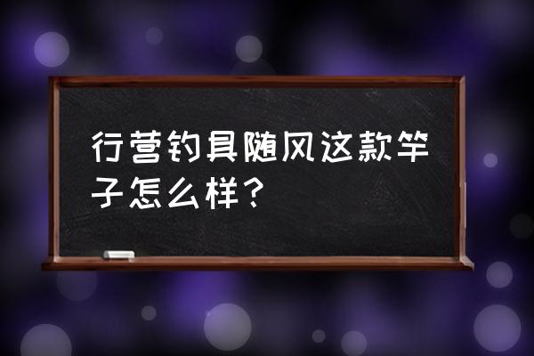 行营钓具金寨店怎么样 行营钓具随风这款竿子怎么样？