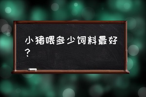 小猪一天喂多少饲料最好 小猪喂多少饲料最好？