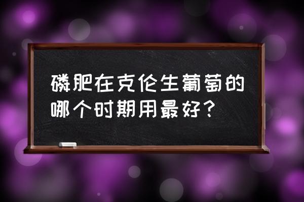 吃葡萄最佳时间和好处 磷肥在克伦生葡萄的哪个时期用最好？