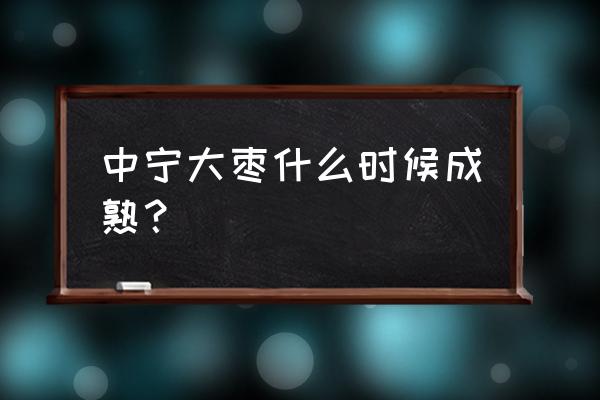 中国早熟的红枣之乡 中宁大枣什么时候成熟？