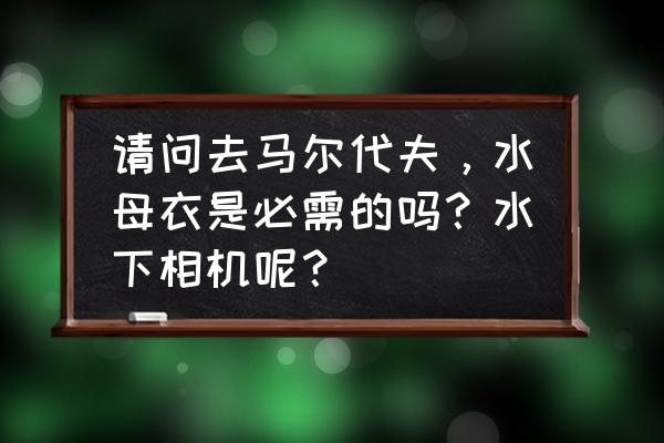 马尔代夫游需准备些什么东西 请问去马尔代夫，水母衣是必需的吗？水下相机呢？