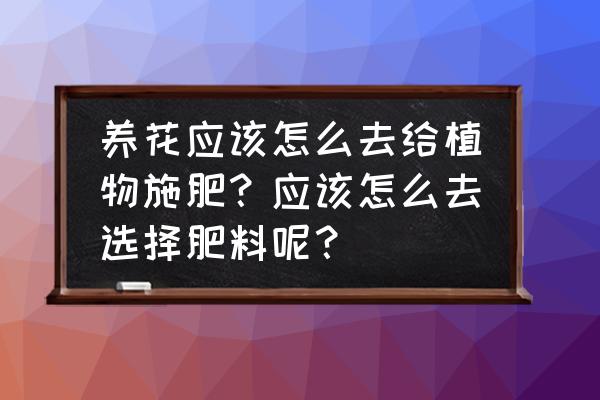 植物用什么施肥最好 养花应该怎么去给植物施肥？应该怎么去选择肥料呢？