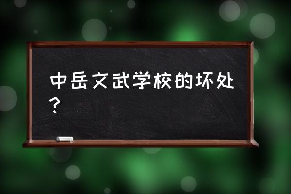 学习武术的弊端 中岳文武学校的坏处？