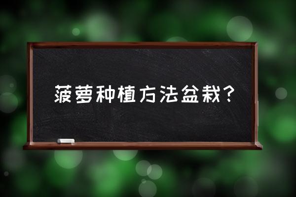 盆栽菠萝每年几月份能开花 菠萝种植方法盆栽？