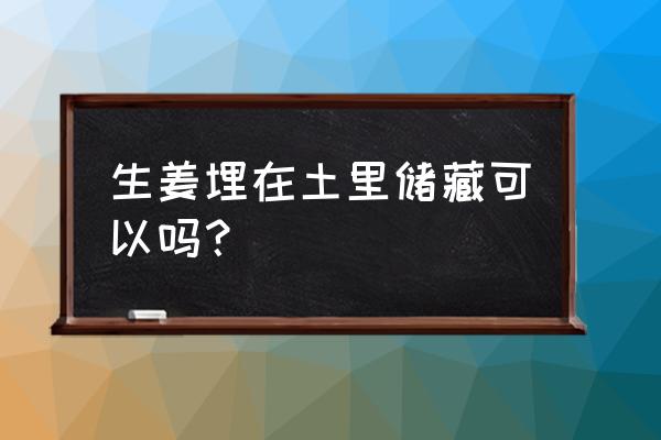 家里多余的生姜怎么种 生姜埋在土里储藏可以吗？