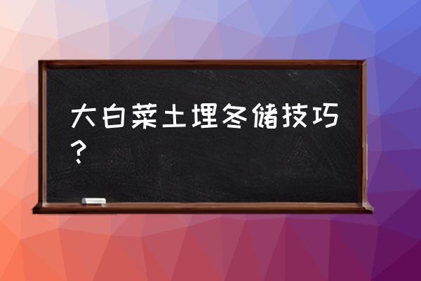 白菜怎么储存不容易烂 大白菜土埋冬储技巧？