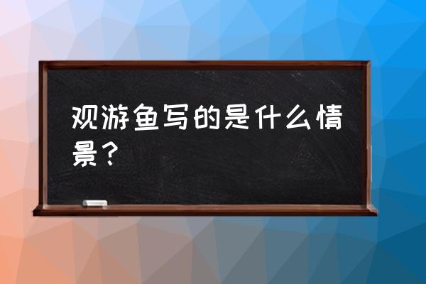 观鱼的心情短句 观游鱼写的是什么情景？