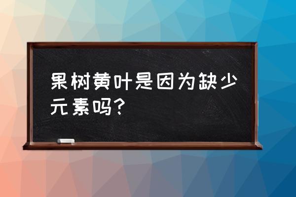 果树黄叶病的原因以及解决办法 果树黄叶是因为缺少元素吗？