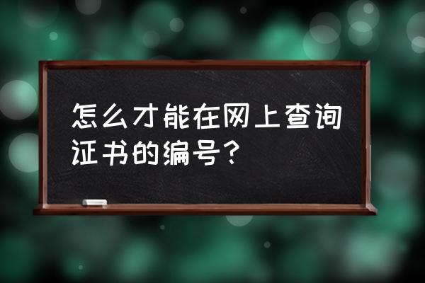 如何查询专业资格证书编号 怎么才能在网上查询证书的编号？